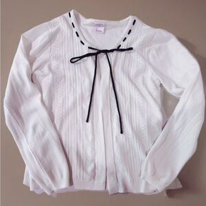 Luna White Sweater with Black Accents